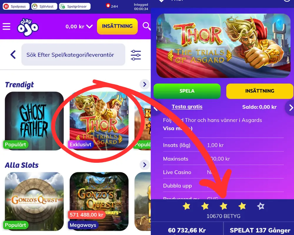 Hur du betygsätter ett spel hos PlayOJO.
