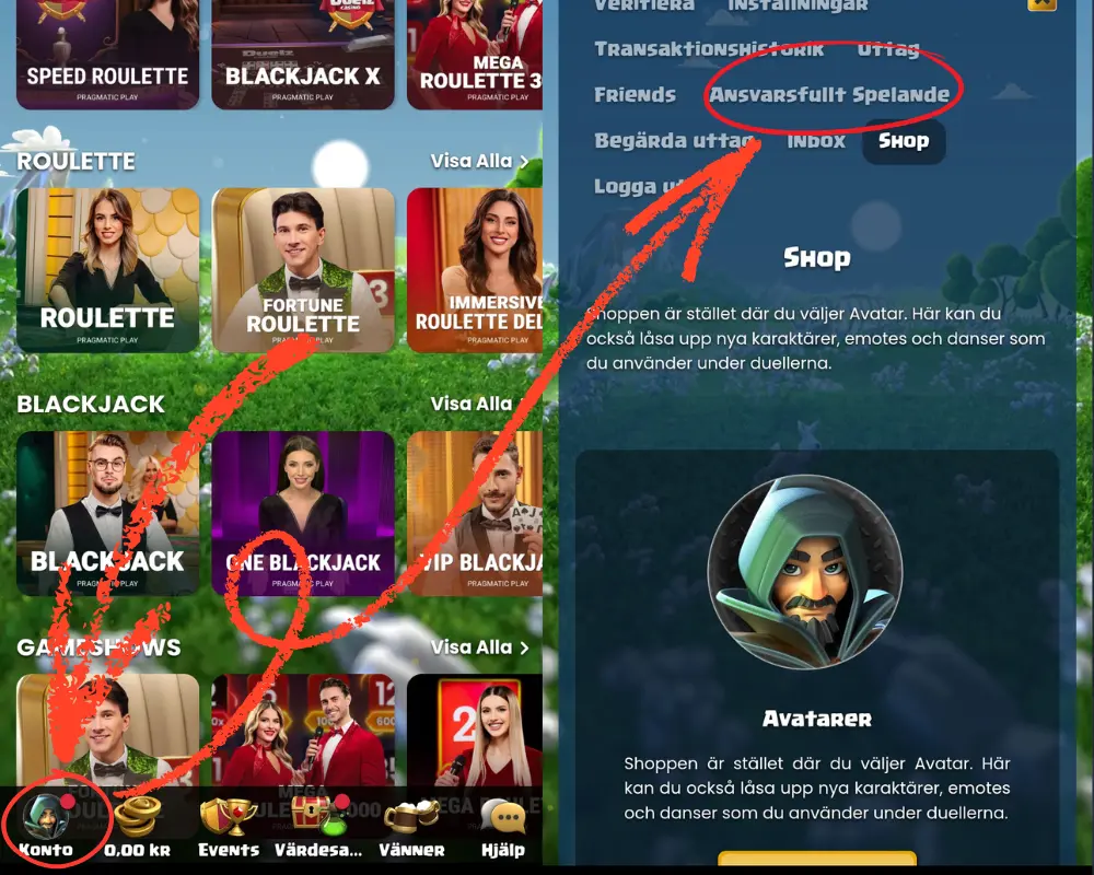 Vart du hittar ansvarsfullt spelande hos Duelz Casino.