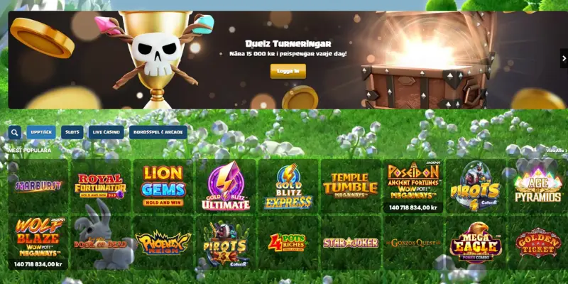 Spelutbudet hos Duelz Casino.