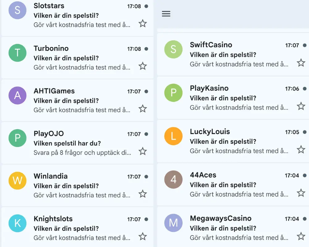 Exempel på mejlutskick från SkillOnNet.