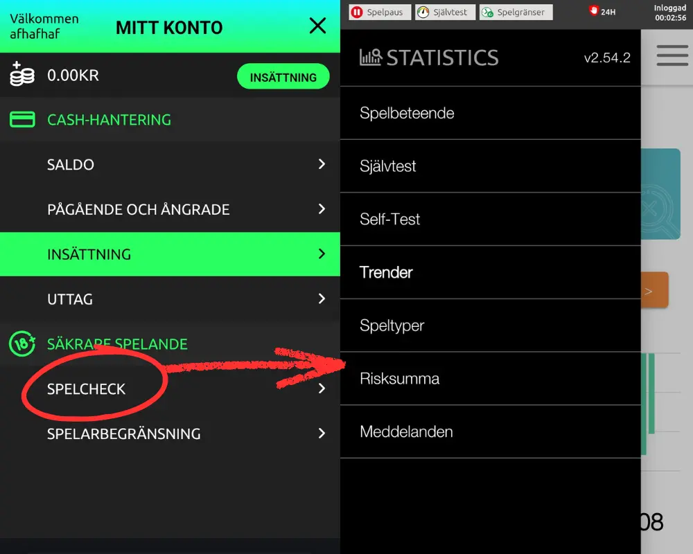 Spelcheck: spelbeteende och statistik hos samtliga SkillOnNet-casinon.