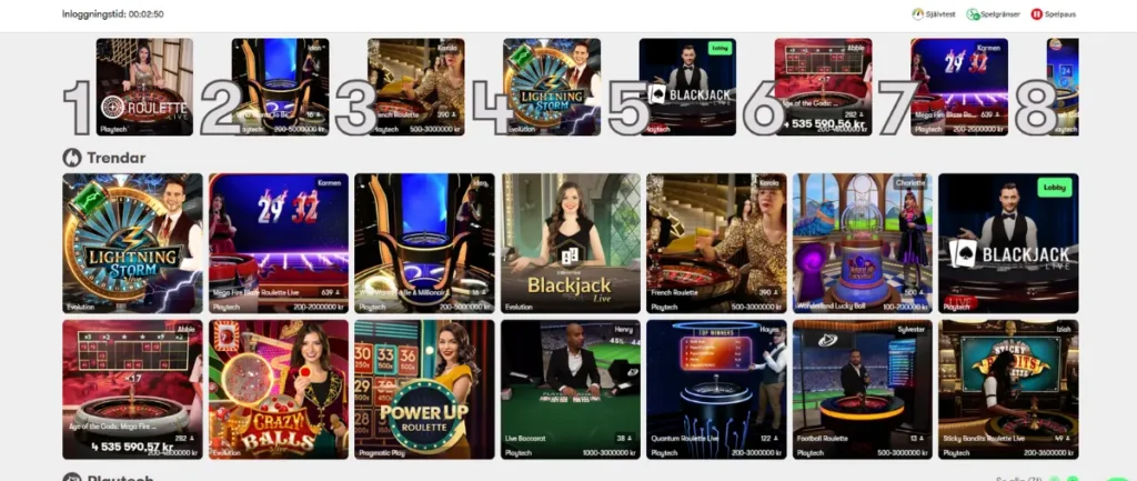 Live casinot hos 10bet.
