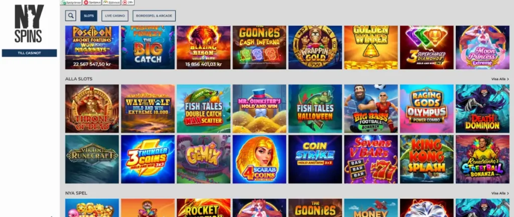 Förstasidan hos NYSpins