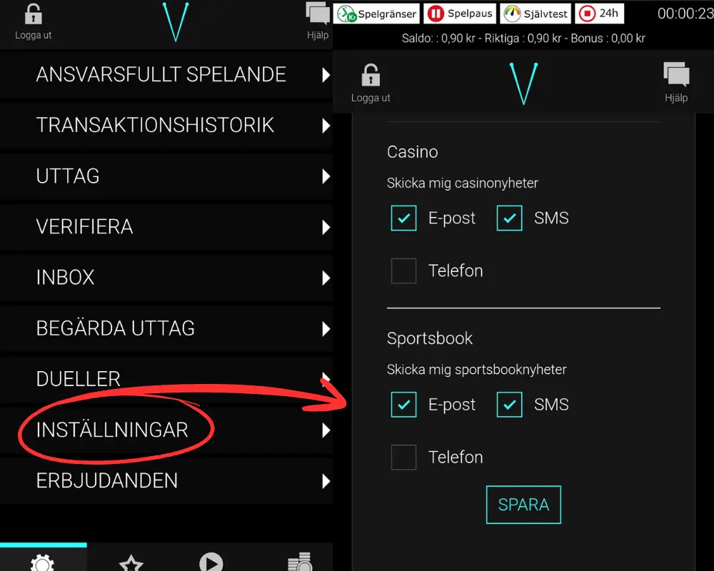 Inställningar för reklam via SMS, e-post och telefon hos Voodoo Dreams.