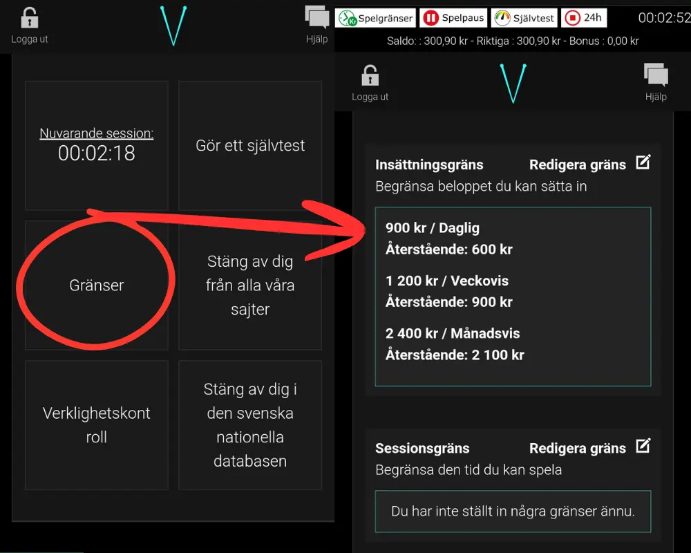 Insättningsgränser och tidsgränser hos Voodoo Dreams