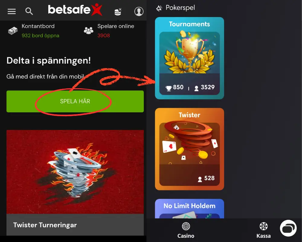 Pokerspel hos Betsafe