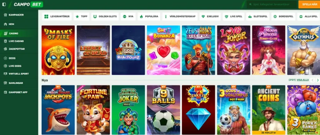Casinolobbyn hos Campobet.