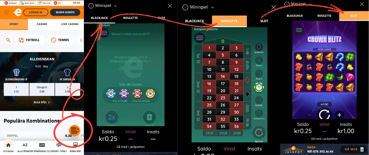 Minispel hos Expekt.
