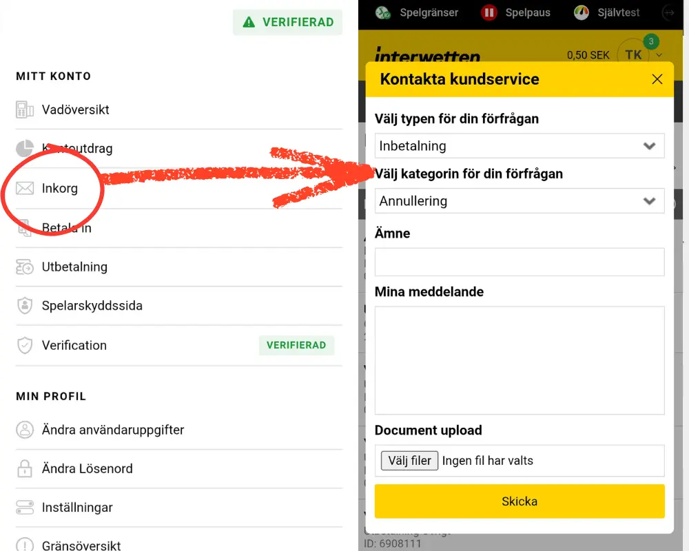 Interwettens kundtjänst