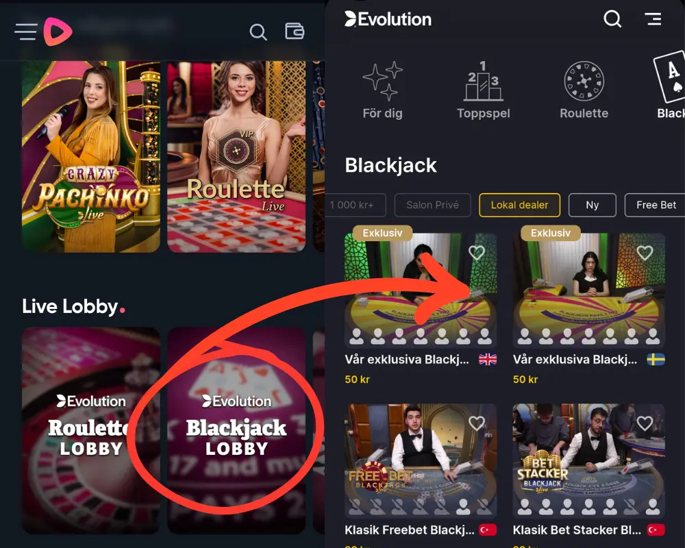 Livespelen hos Speedy Casino.