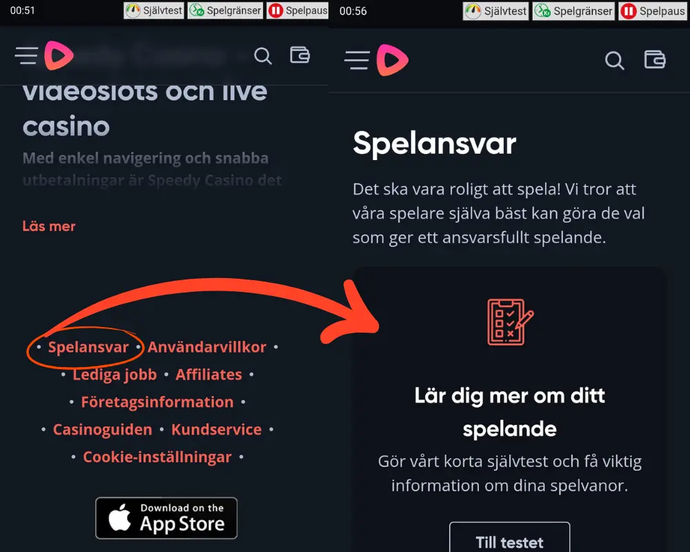 Vart du hittar ansvarsfullt spelande hos Speedy Casino.