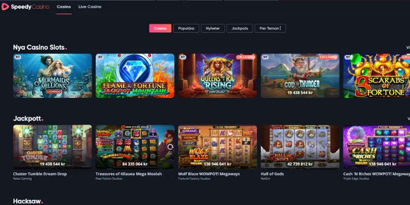 Speedy Casinos spelutbud