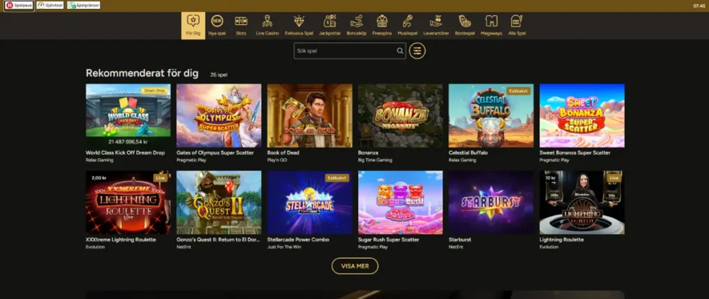 Casinosidan hos Storspelare.