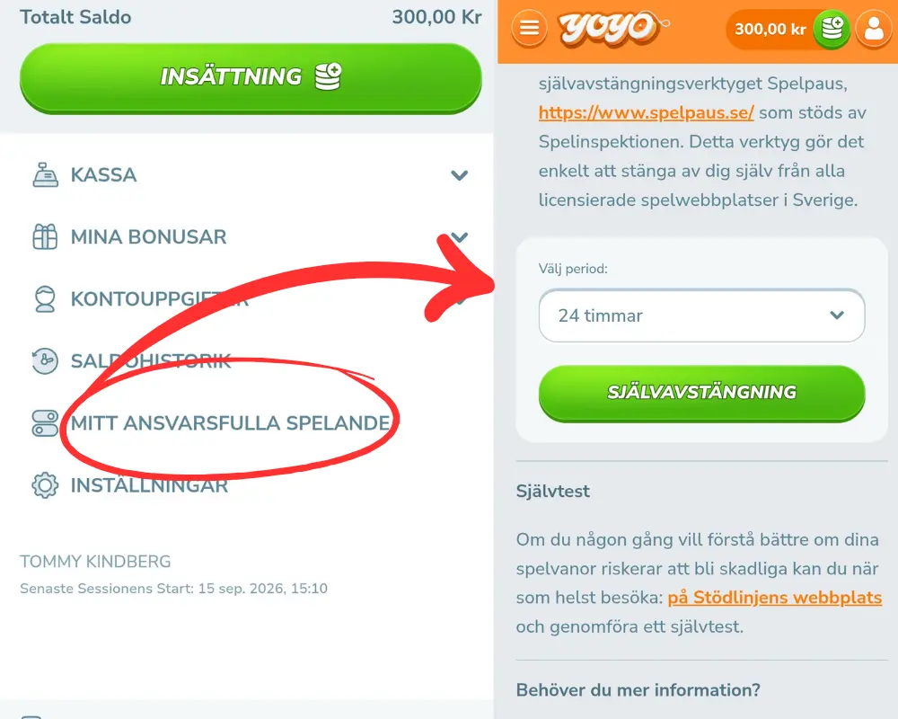 Självavstängning hos YoYo Casino