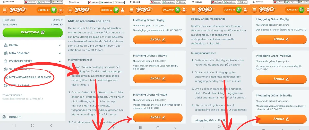 Verktyg för ansvarsfullt spelande hos YoYo Casino