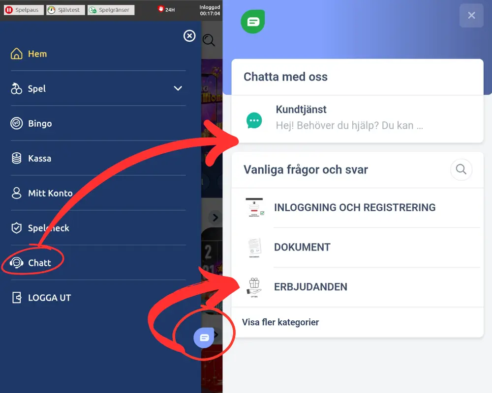 Livechatt och support hos Winlandia