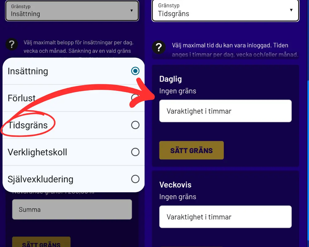 Tidsgränser hos Spelklubben.