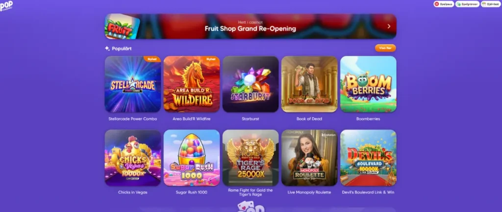 Casinosidan hos Pop Casino.