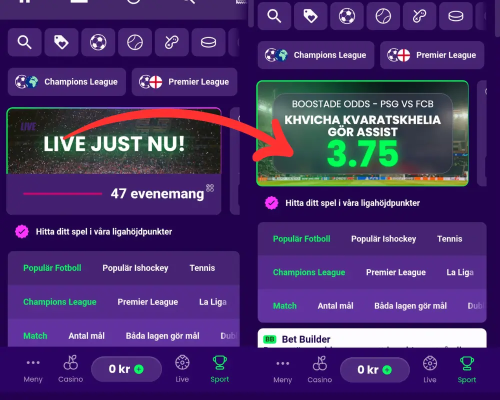 Boostade odds hos Flax Casino.