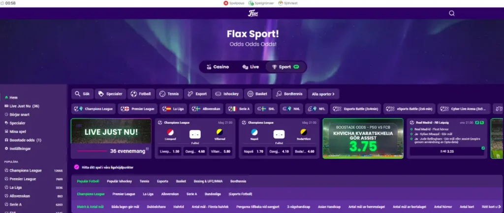 Flax Sport! Flax Casinos sportsbook.