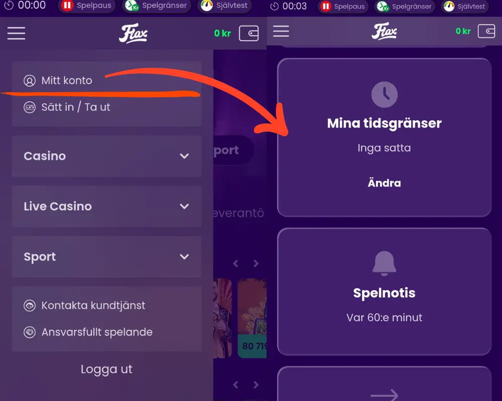 Flax Casino mitt konto
