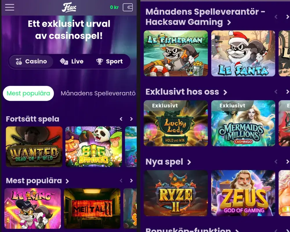 Populära slots och månadens spelleverantör hos Flax Casino