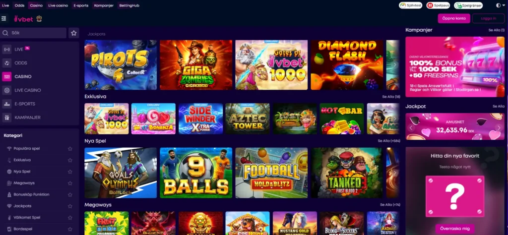 Spelutbudet hos VBet