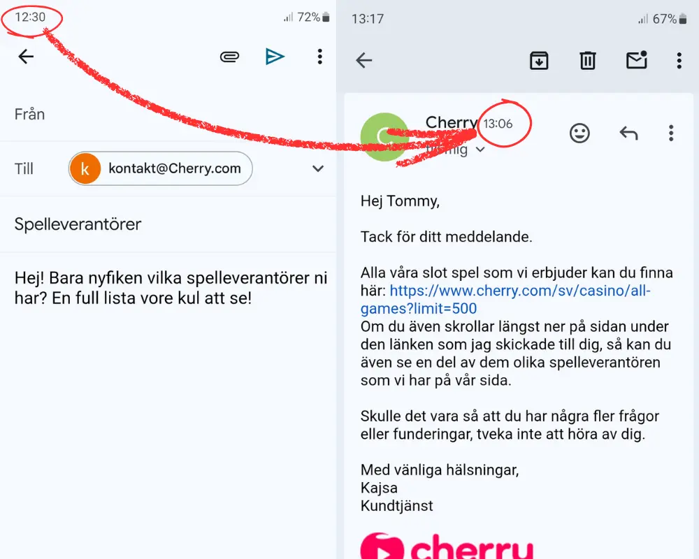 Ett test av Cherrys kundtjänst via e-post (2026).