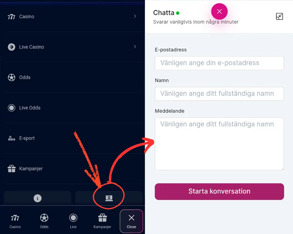 Hur du hittar VBets livechatt