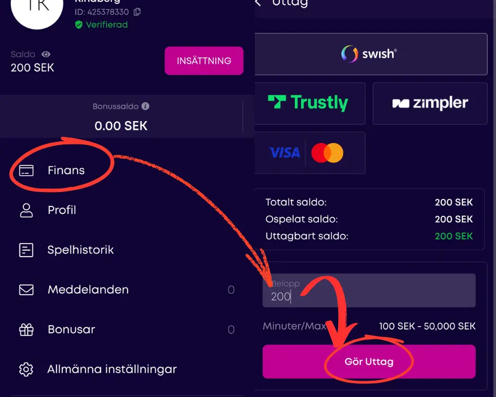 Hur du gör ett uttag från VBet
