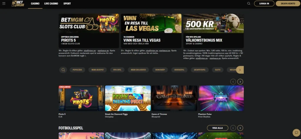 Casinosidan hos BetMGM.