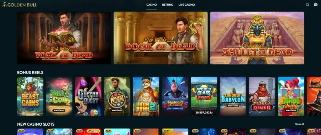 Spellobbyn i Golden Bulls casino.