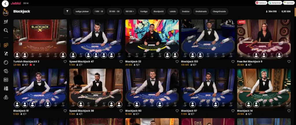 Här besöker vi livespelslobbyn från Pragmatic Play hos Jubla.