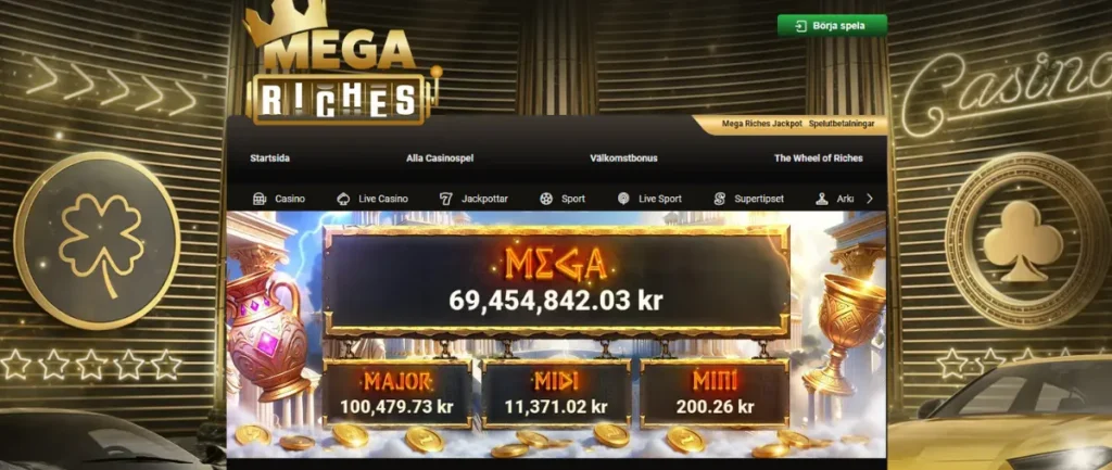 Mega Riches jackpottspel.