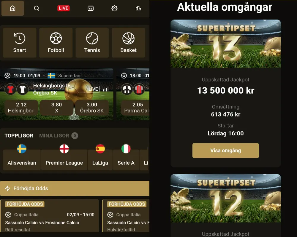 Mega Riches sport och betting