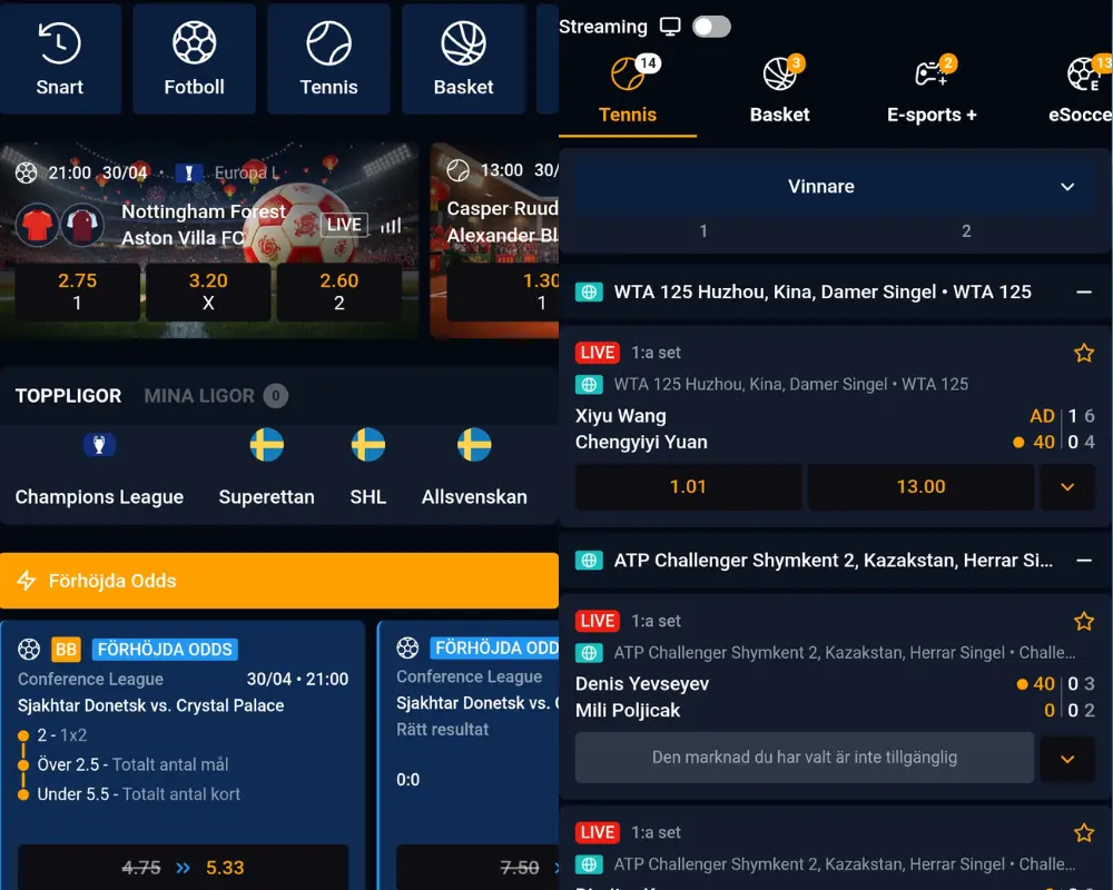 Odds och betting hos Mega Fortune