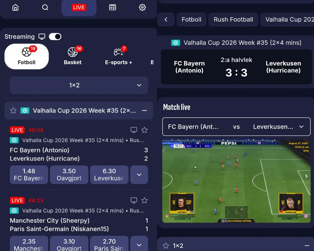 Odds och betting hos Swiper.