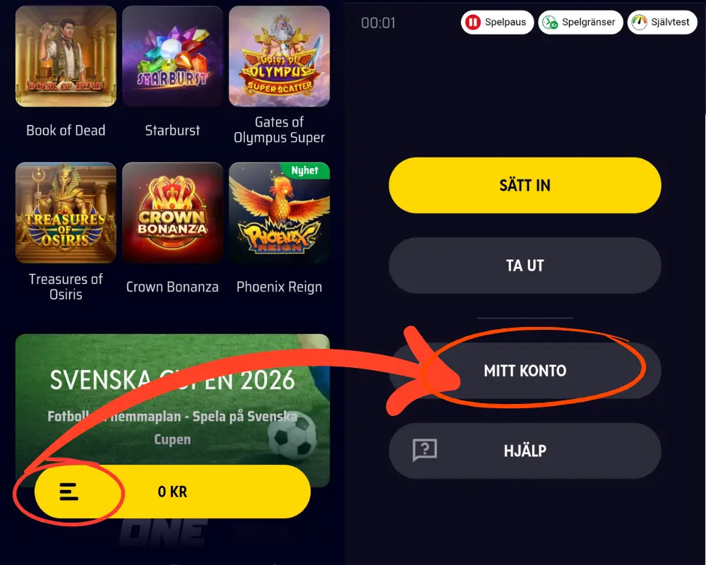 Hur du hittar ditt konto hos Onerush.