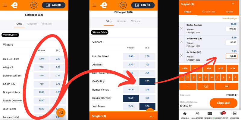 Hur man spelar på hästar och trav hos Expekt