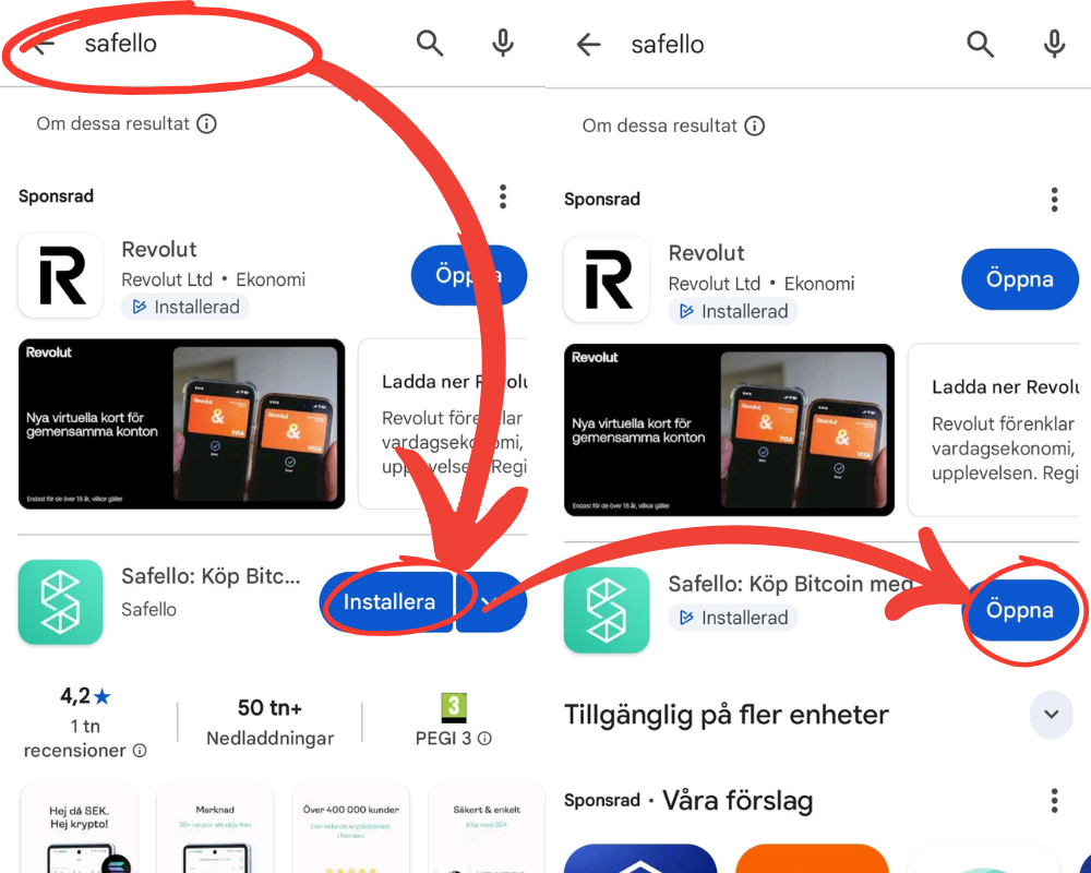 För att börja med krypto behöver man ladda ner en plattform som Safello