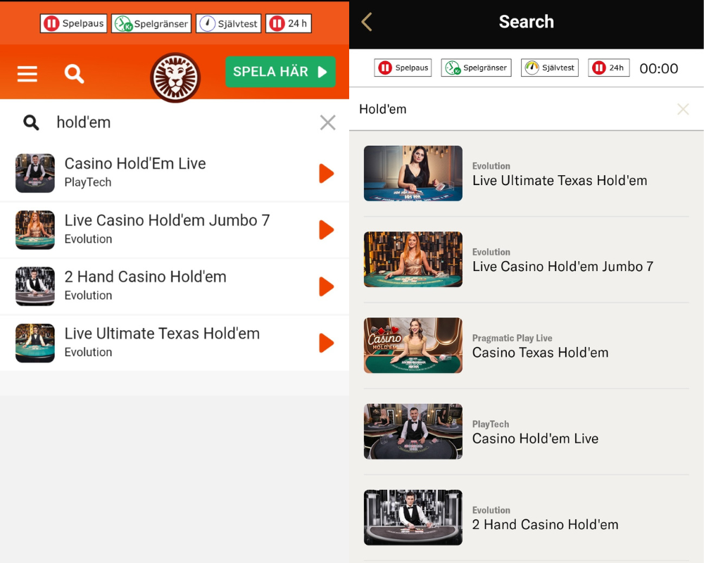 Evolutions Live Casino Hold'em syns inte alltid i live casinot. Då får man gå till lobbyn!