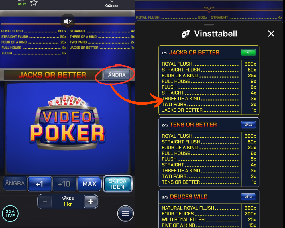 Evolutions First Person Video poker