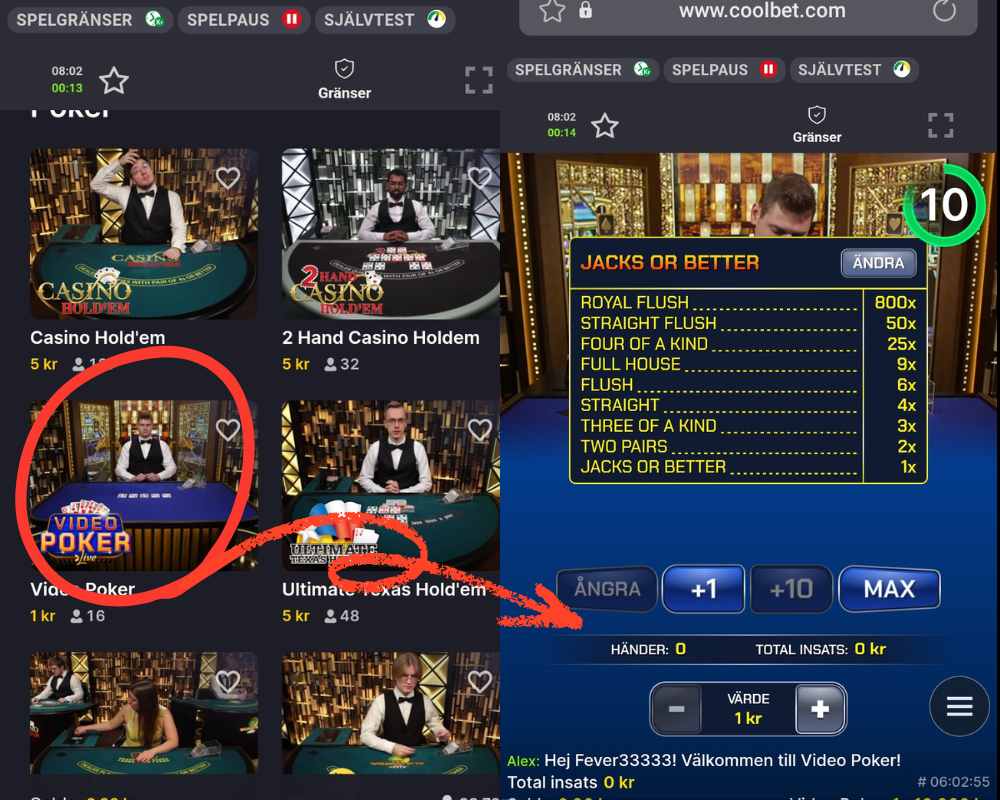 Evolutions Live Video poker