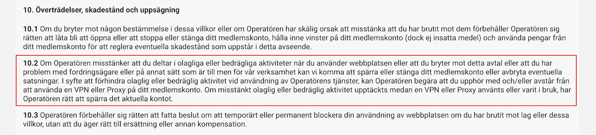 Exempel på LeoVegas VPN villkor