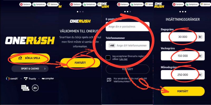 Onerush registrering