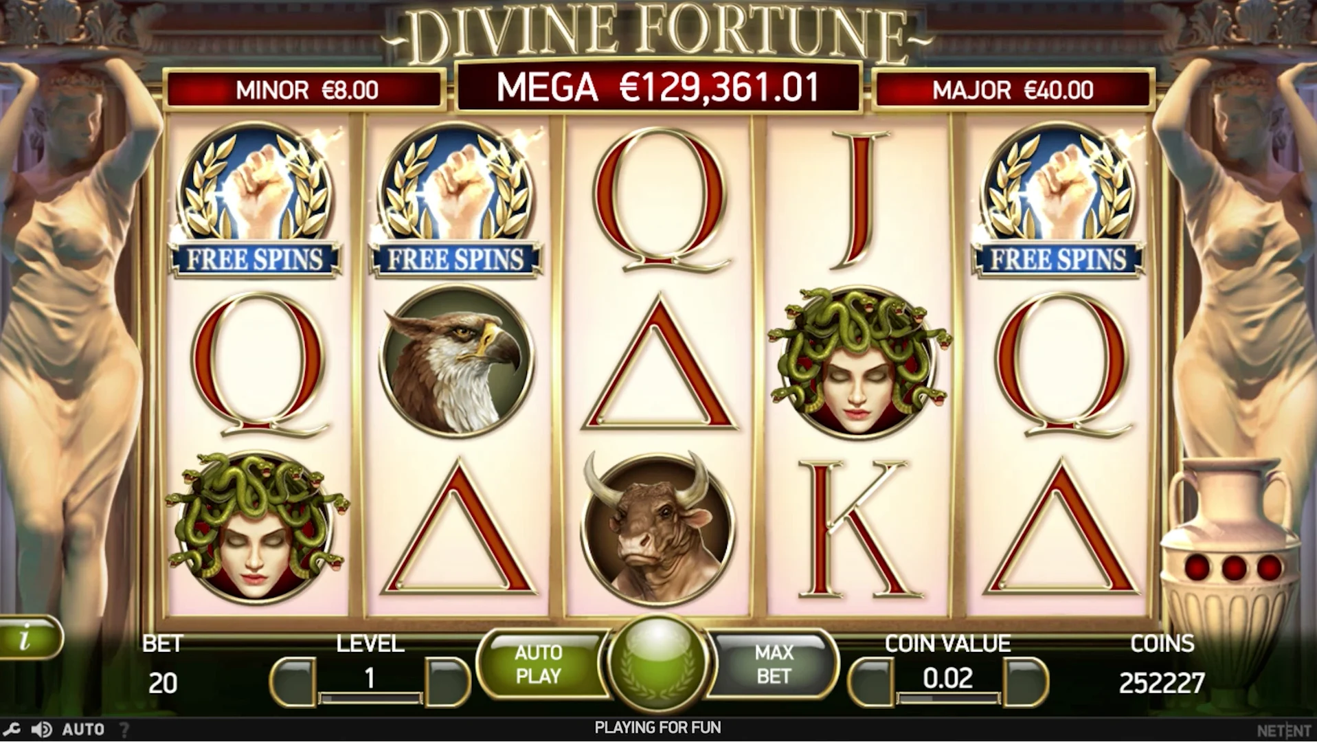 Zeus blixt är free spins i Divine Fortune