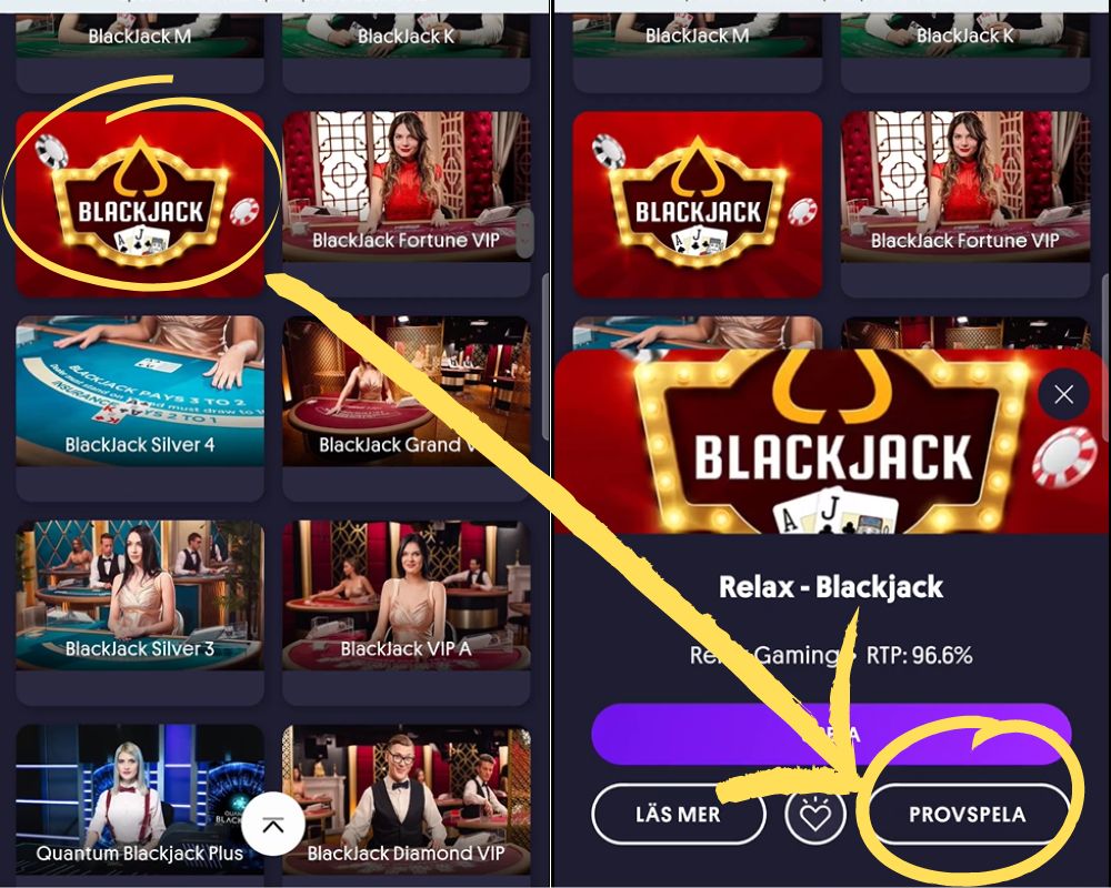 Relax Gamings Blackjack går att spela gratis som demo