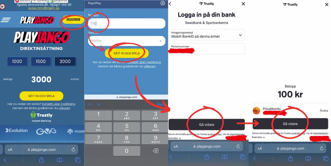 Insättning & registrering Playjango