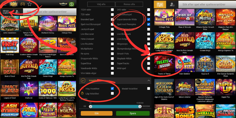 Filtersystemet hos Videoslots