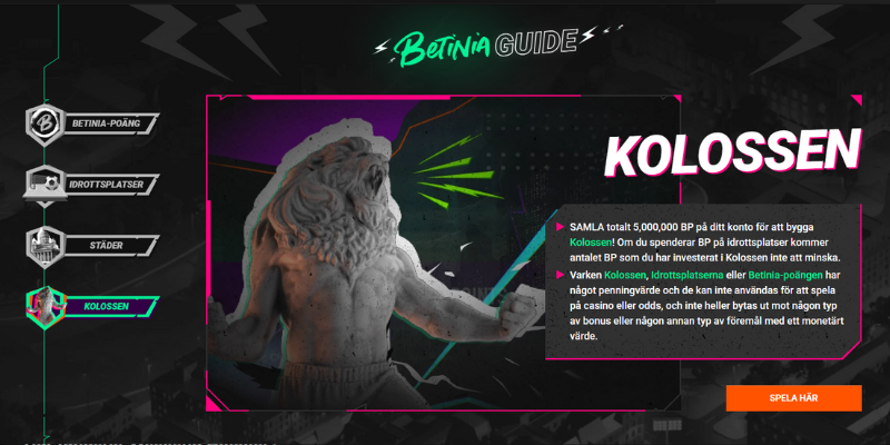 Betinias kolossen - där du kan samla poäng och bygga städer